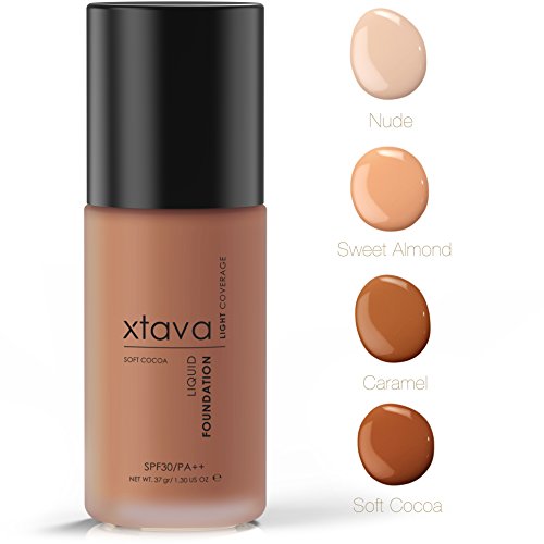 xtava Sheer Matte Liquid Foundation with SPF 30 - Natural, Luminous, Professional Quality Formula with Buildable Coverage - Cruelty Free Makeup - Crafted in Korea (Soft Cocoa)