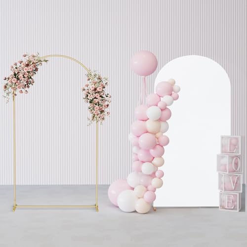 Photo 1 of GRENTY Metal Arch Backdrop Stand and Cover Set 7.2FT, Wedding Arch Frame with Spiral Rotating Joint and Wrinkle-Resistant Cover for Birthday, Anniversary, Wedding, Party, Baby Shower
