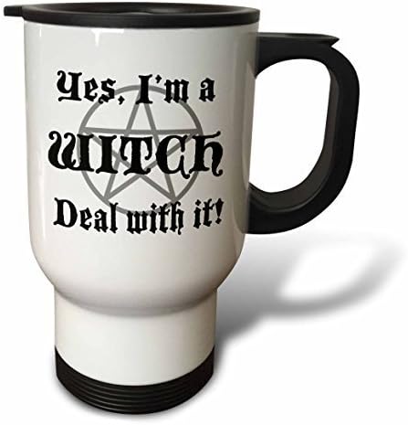 YuieKim Yes I'M A Witch Deal With It Halloween Witch Witchcraft Stainless Steel 14oz Travel Mug Coffee Mug