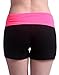 HDE Women's Activewear Colorblock Stretch Foldover Workout Yoga Fitness Shorts (Black and Neon Pink, Large)