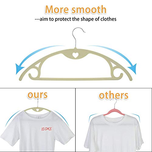 IEOKE Velvet Hangers, Clothes Hangers Non Slip Coat Hangers Ultra Thin Space Saving with Heavy Duty 360 Swivel Chrome Hook - 50 Pack - Thumbnail 2
