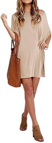 Unicorn Beast Pretty Women Loose T Shirts Home Short Shirt Mini Dresses Tops Apricot-PinkMedium