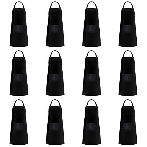 Bibs Aprons Bulk with 2 Pockets for Women Men Chef, 33 x 27 inches, Adjustable Neck Strap(Black，12 Pack) - Thumbnail 5