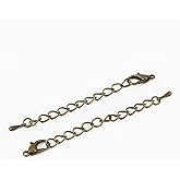 20 PCS Metal Chain Extension Tails with Lobster Clasps Drop Charms Tail Extender Chain Necklace Extender Chain Endings Ends Connectors Tail Chainsfor DIY Jewelry Making, 5cm, Antique Bronze