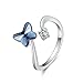 SUE'S SECRET Butterfly Rings Crystals, Crystal Ball Butterfly Flower Gem Stone Stacking Ring, Adjustable Open M Size, Fashion Elegant Gifts for Women