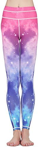 Jescakoo Lady's Printed Wide Waistband High Compression Workout Yoga Leggings