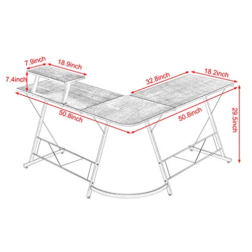 Mr IRONSTONE L Shaped Desk, Computer Corner Desk, Home Gaming Desk, Office Writing Workstation with Large Monitor Stand… - Image 2