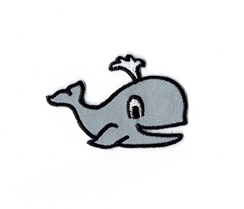 Childerens Gray Whale Iron on Embroidered Patch