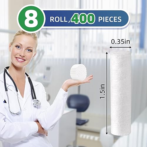 NALACAL 400 PCS Dental Gauze Rolls Cottons Pads, Nosebleed Kit Accessories #2 Medium 1.5" Mouth Gauze Nose Plugs for Dental Clinic, Household