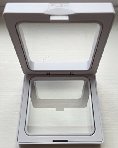 White Diamond Square AA Medallion Challenge Coin Chip Display Stand Holder Magic Suspension Box
