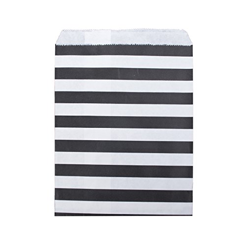 100 PCS Aspire Paper Favor Bags/Treat Bag for Party, 7"L x 5"W - Black Stripe