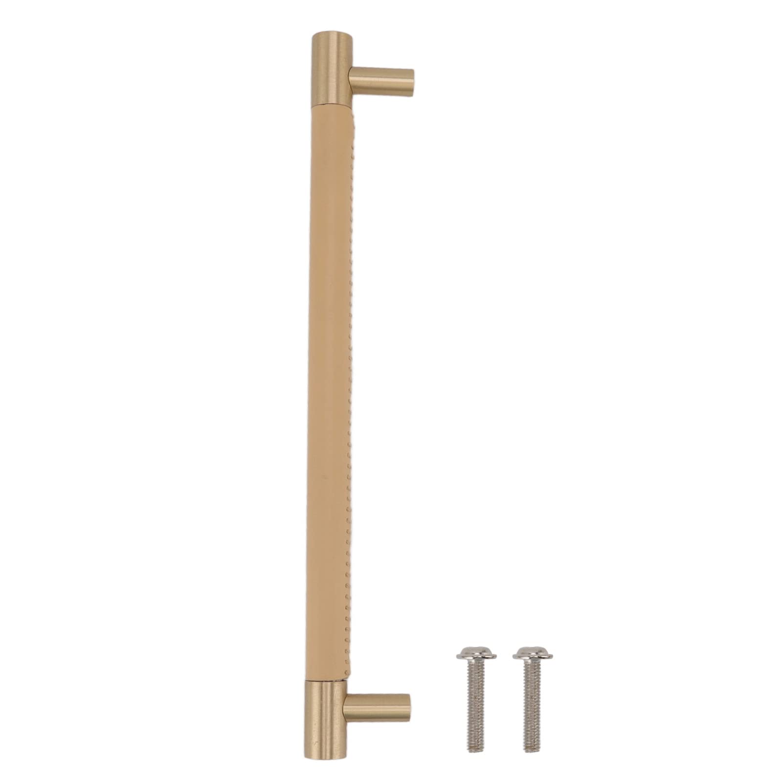 Fabater Cabinet Door Handle, 224mm Hole Centre Leather Brass Kitchen Drawer Pulls Cabinet Handle, Light Luxury Handle for Wardrobe, Drawer, Suitcases, Cabinets, Doors (Beige)