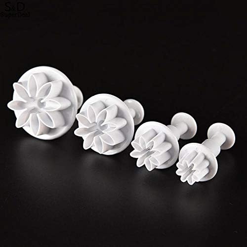 SULUO Fondant Cake Sugar craft Daisy Cutters White Mold Plunger Cookie Flower,White