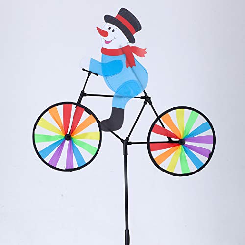 Home Queen Bike Spinner, 3D Christmas Snowman on Bike Windmill, Colorful Rainbow Wheel Wind Spinner, Whirligig Pinwheel Garden Yard Outdoor DÃ©cor