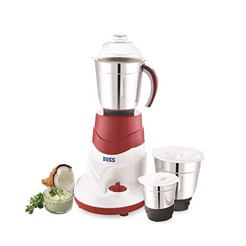 BOSS All Time Plus 550-Watt Mixer Grinder, 3-Jar, Red