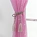 WUBODTI Pink Star Sheer Curtains for Girls Nursery Room Decor 39 x 79 inch 2 Panel, Cute Light Filtering Tulle Window Treatments Rod Pocket Privacy Tulle Drapes for Living Room Kids Bedroom