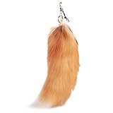 URSFUR 17 inches Real Fox Tail Keychain Cosplay Fur Toy Handbag Accessories Golden Key Chain Ring Hook Tassels