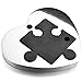 INBLUE Stainless Steel His & Her Jigsaw Puzzle Heart Pendant Necklace with 20 and 23-Inch Chain, Silver & Black