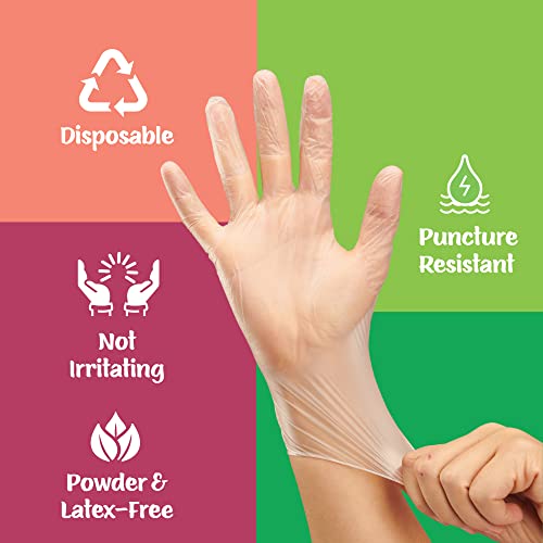 Disposable Vinyl Gloves Small, Non Latex Powder Free 100 Count Clear