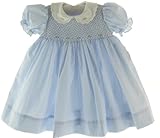 Petit Ami Infant Baby Girls Blue Smocked Bodice Dress with Bloomers