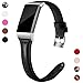 Hamile Slim Bands Compatible for Fitbit Charge 3, Genuine Leather Replacement Watch Band Wristband Strap Fitbit Charge 3 Charge 3 SE, Women, Small, Black