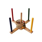 Ring Toss Set - Quoits Game for Kids & Adults - Indoor or Outdoor Game with Rope Rings - Boys & Girls Can Play This Fun Lawn Game at BBQ, Tailgating Parties