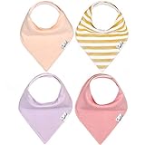 Baby Bandana Drool Bibs for Drooling and Teething 4 Pack Gift Set for Girls "Sweetheart Set" by Copper Pearl