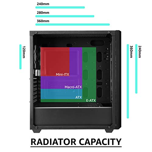 Enermax Makashi MK50 Addressable RGB E-ATX Full Tower Gaming ARGB PC Case with 500W 80+ Semi Modular Power Supply Bundle-1x120mm Fan Pre Installed-Water Cooling Ready; ECA-MK50-BB-ARGB w/PSU Bundle
