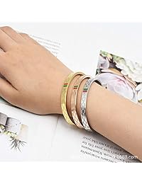 Amrdy - Pulsera de acero de titanio para mujer, diseño clásico, color rojo y verde