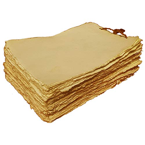 Sketchbook - Sketch Pad - Watercolor Paper - Mixed Media Sketchbook - 20 Sheets of Antique Toned Vintage Deckle Edge Cotton Handmade Paper of 130 GSM by Paper Craft (PC-HPDV101-7x9-20)