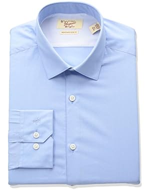 Men's Slim Fit Spread Collar Performance Poplin Solid Dress Shirt