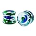 BodyJ4You 4PC Glass Ear Tapers Plugs 00G Blue Green Ribbon Teardrop Spiral Gauges Piercing Set