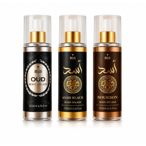 Kit Body Splash Árabe Oud, Asad e Bourbon Masculino