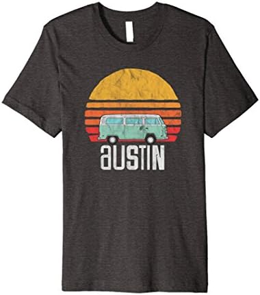 Mens Austin, Texas - Vintage Hippie Van Road Trip T-Shirt XL Dark Heather
