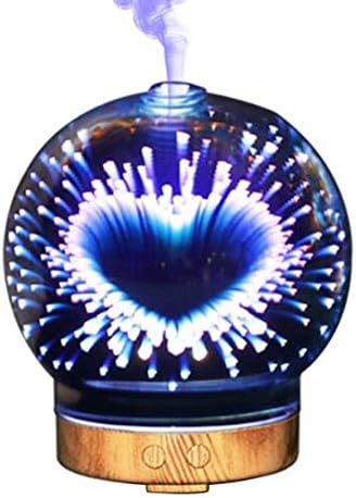 Cxjff Essential Oil Diffuser 100ml 3D Glass Aromatherapy Humidifier 7 Color Change Night Light Waterless Auto-Off for Home Yoga Office Spa Bedroom Baby Room Rexxar-35, Wood Grain