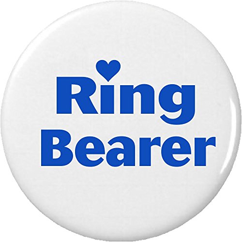 Ring Bearer (Blue Heart) 1.25' Pinback Button Pin Wedding Bridal Party Bride