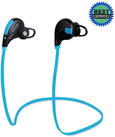 Anbso Wireless Sports Stereo Bluetooth V4.1 Headphones, Noise Cancelling Sweat Proof In-ear Headsets Earbuds with Microphone for Lightning and Android devices (Blue)