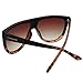VIVIENFANG Women Classic Flat Top Aviator Polarized Sunglasses Designer Ombre Boyfriend Shades P1835B Black and Demi
