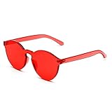 MINCL/FAshion Party Rimless One Piece pinky Clear Lens Color Sunglasses -yhl (red, ca)