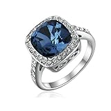 [Retro Series] Yoursfs Square 2.5ct Blue Sapphire Cushion Cut Gemstone Anniversary Engagement Ring­