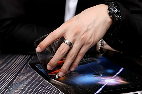 Zoesky 8mm Tungsten Carbide Ring for Men High Polish Matte Finish Wedding Band Comfort Fit Silver