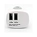 Universal Car / Home Wall Charger Power Adapter with Dual USB Ports White + Retractable Charging and Data Sync Cable Wire
