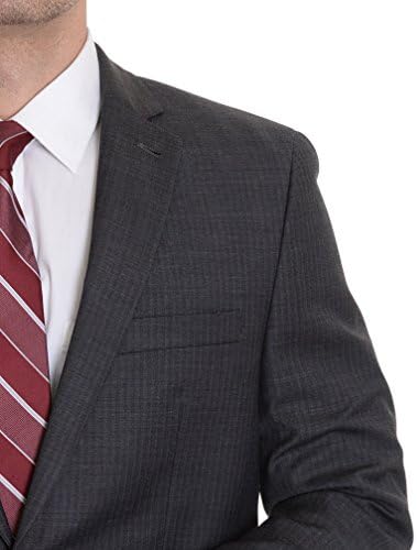 Alfani RED Slim Fit Gray Herringbone Stripe Two Button Wool Suit