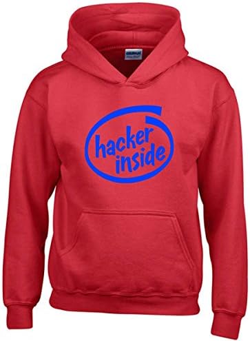 Sweatshirt Hoodie for Kids Red T1100 Hacker Inside Fun Cool Geek