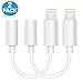 (2 Pack) Lampari Lighting to 3.5mm Headphone Jack aux Cable Adapter Compatible with iPhone 7/7 Plus (iOS 10.2,10.3)-White