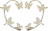 JSXH Zircon Butterfly Earrings No Pierced Ears