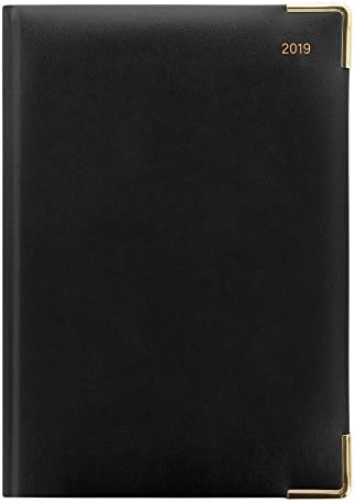Letts 12X 2019 Black Classic Desk Page to Page A5 (X Size) 8 1/4" X 5 7/8" with Gold Colored Metal Corners 4-12XBK 12XBK