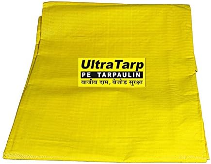 ULTRATARP Plastic UV Treated Tarpaulin, 12x15ft, Yellow