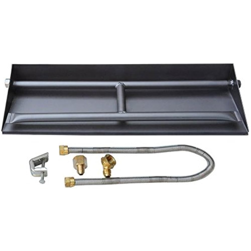 20.5" Natural Gas Powder Coated Steel Fireplace Dual Flame Pan Burner