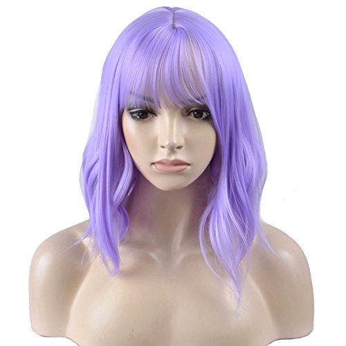 Short Neon Purple Wig - BERON 14'' Short Curly Women Girl's